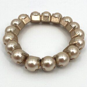 Faux Pearl Gold Tone Stretch Simple Bracelet Costume Jewelry